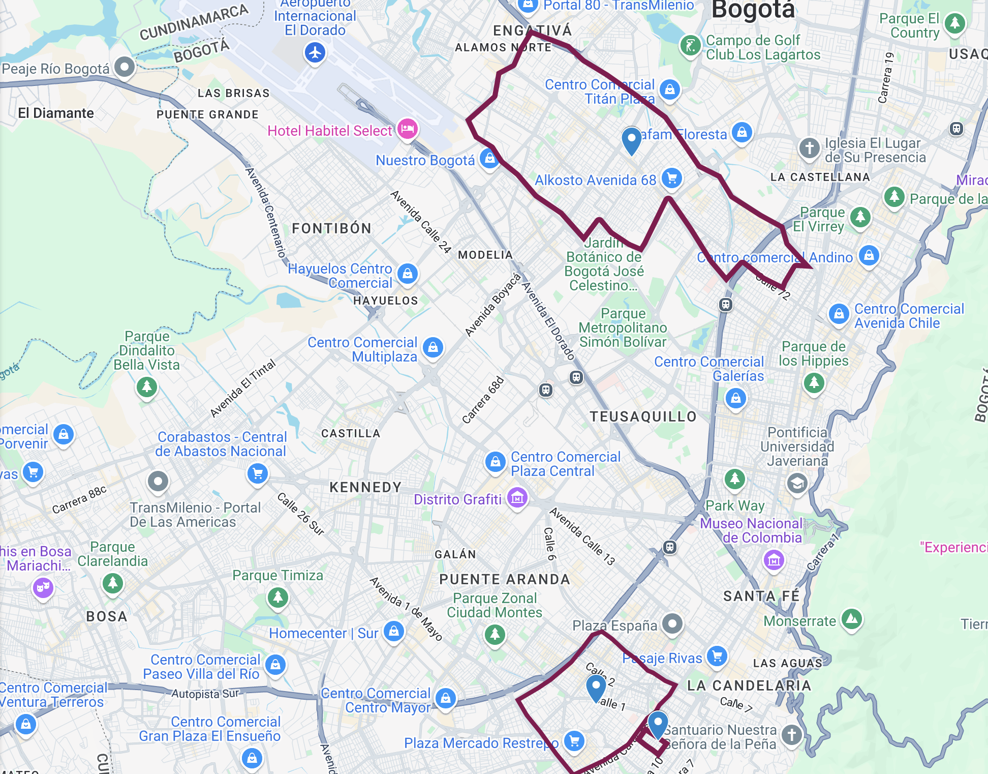 Mapa de Bogotá